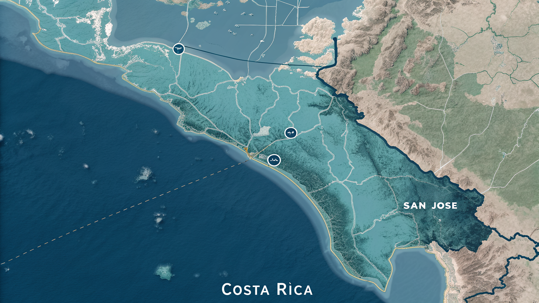 Mapa de cobertura GAM Costa Rica